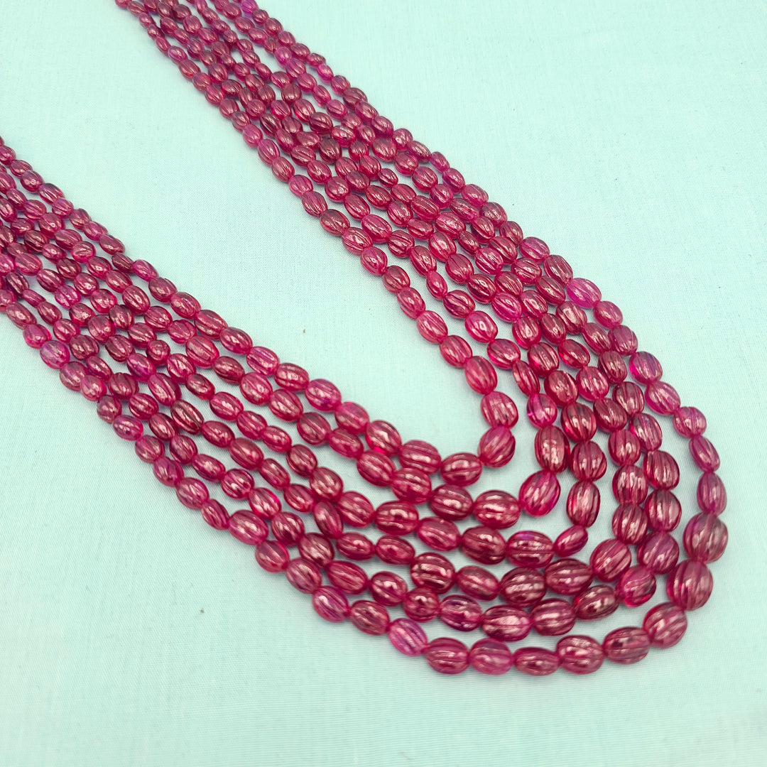 6L Ruby Oval Beads Necklace
