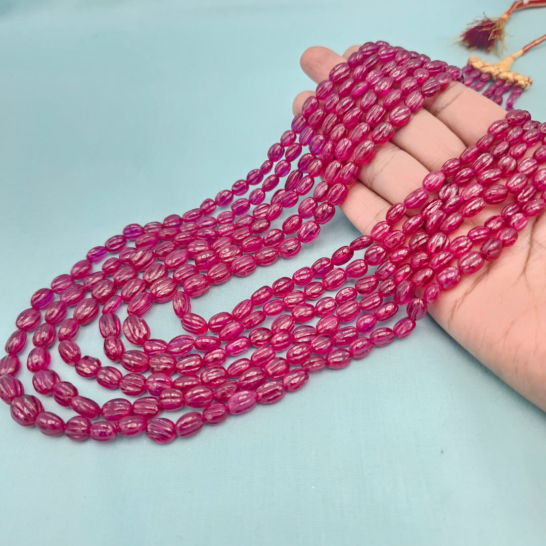 6L Ruby Oval Beads Necklace