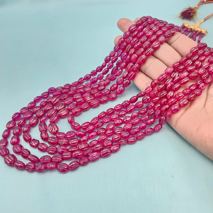 6L Ruby Oval Beads Necklace