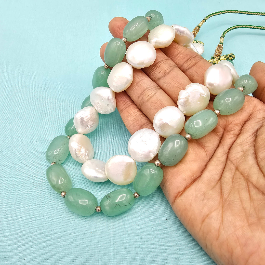 Emeralds+ Baroque Pearls