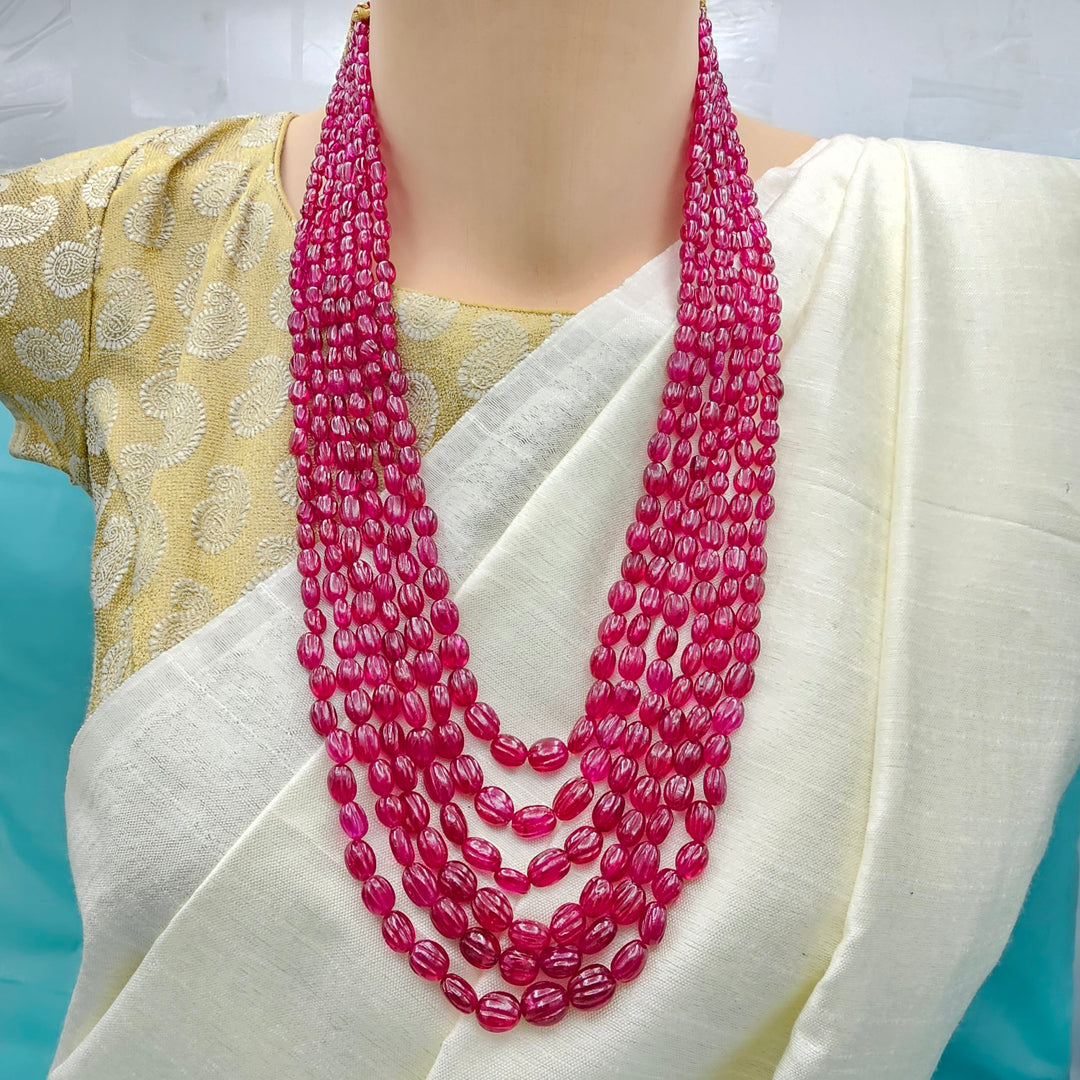 6L Ruby Oval Beads Necklace