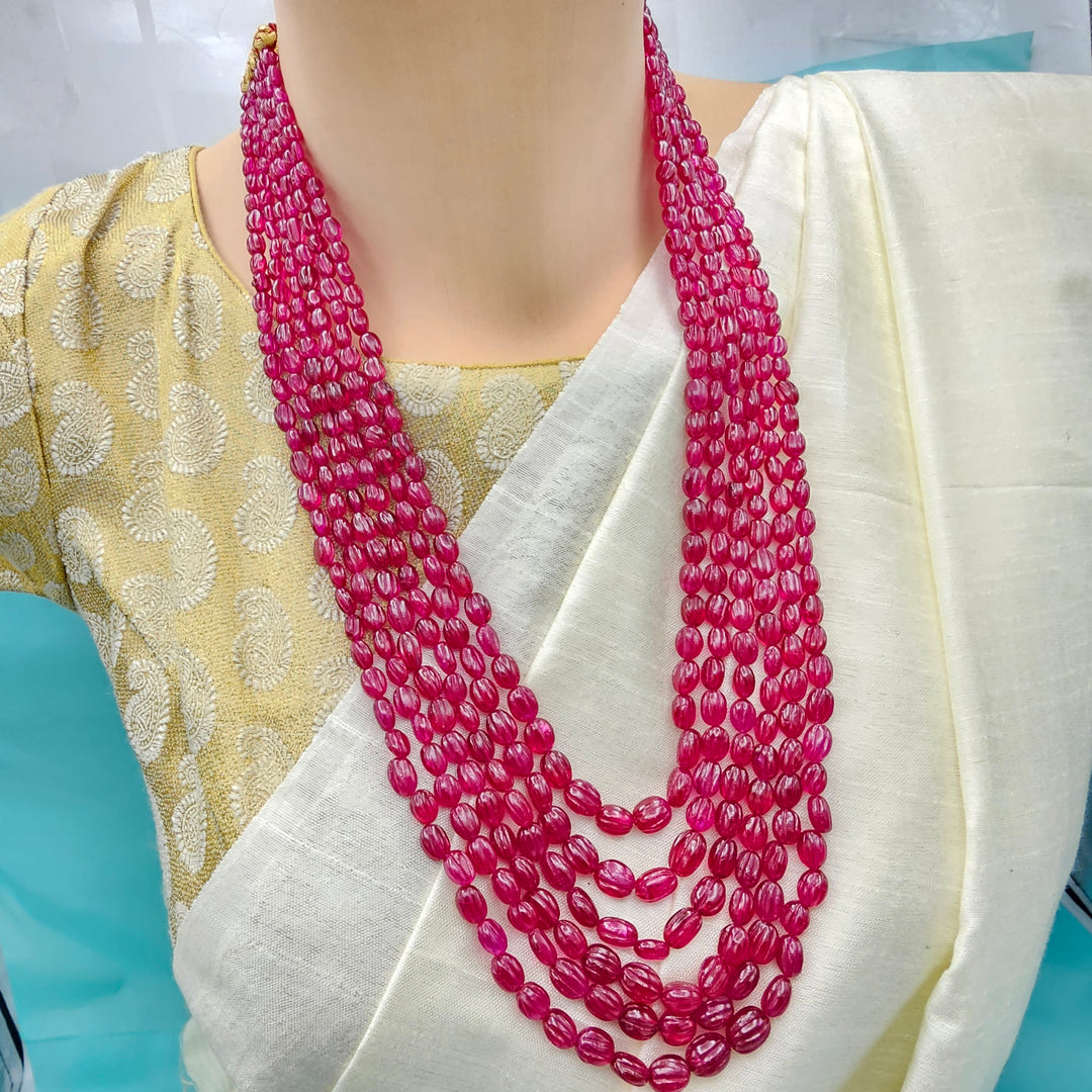 6L Ruby Oval Beads Necklace