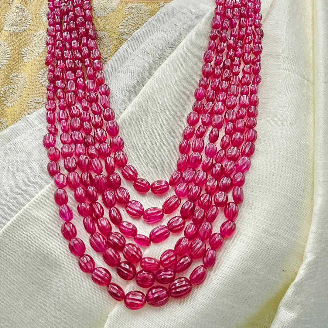 6L Ruby Oval Beads Necklace