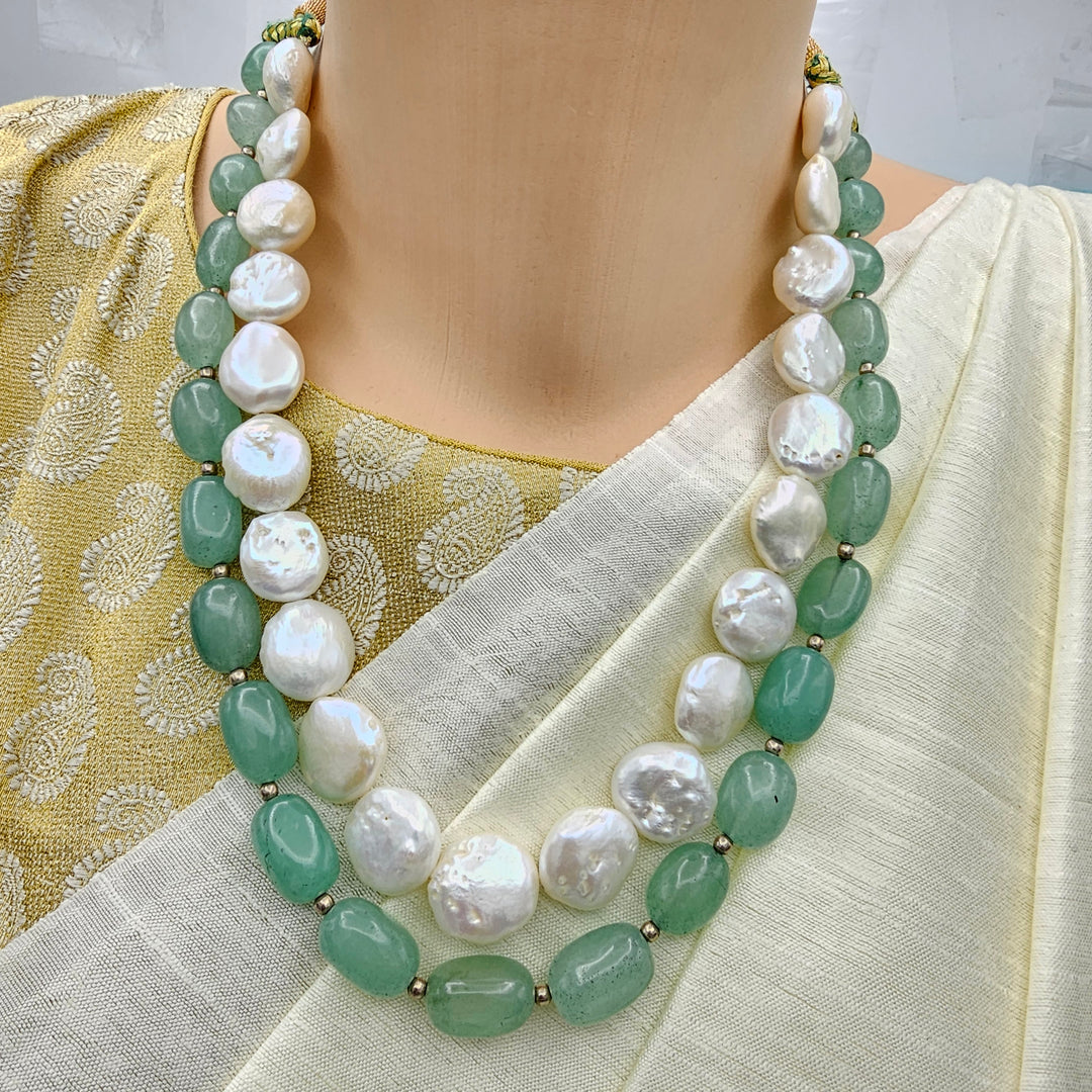 Emeralds+ Baroque Pearls