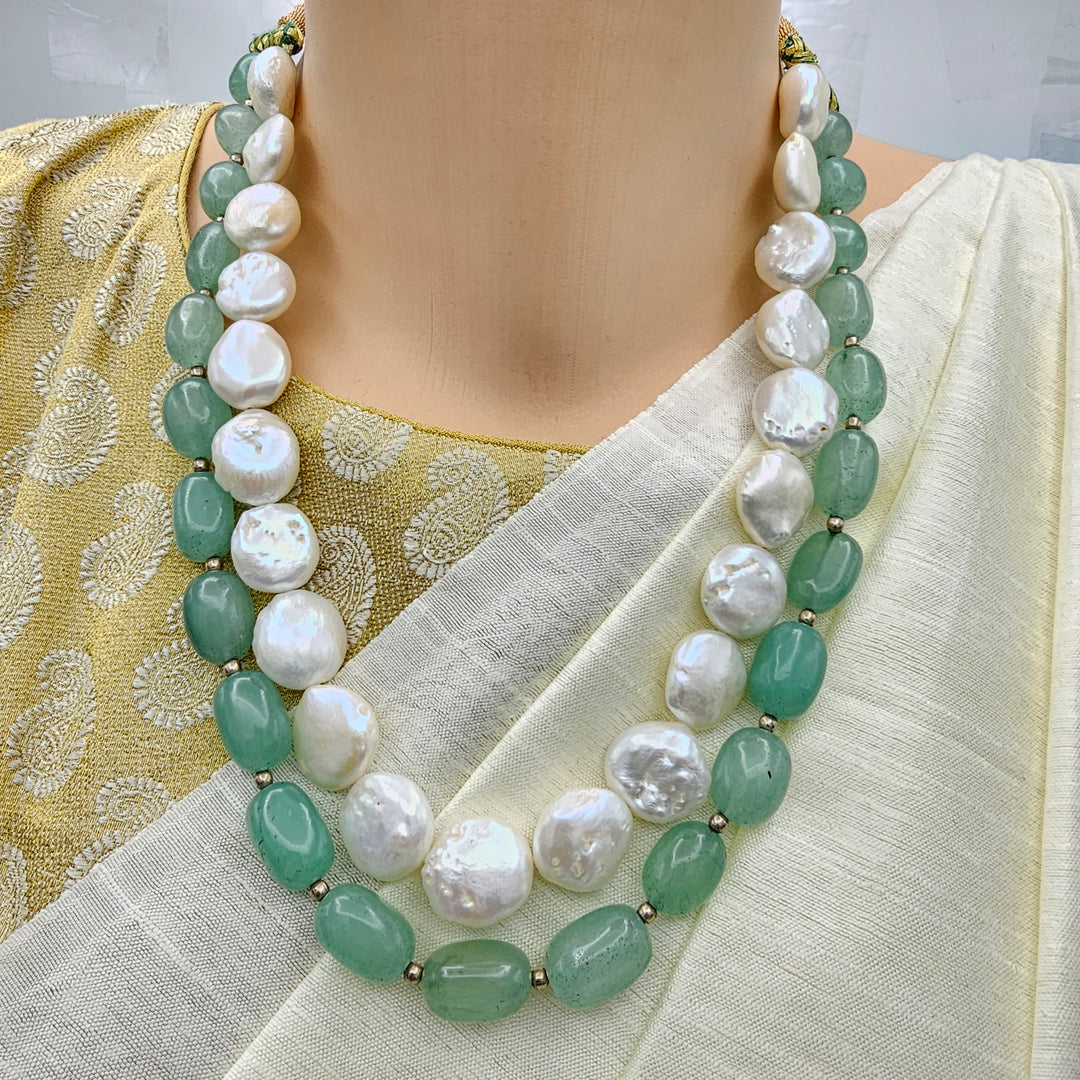 Emeralds+ Baroque Pearls