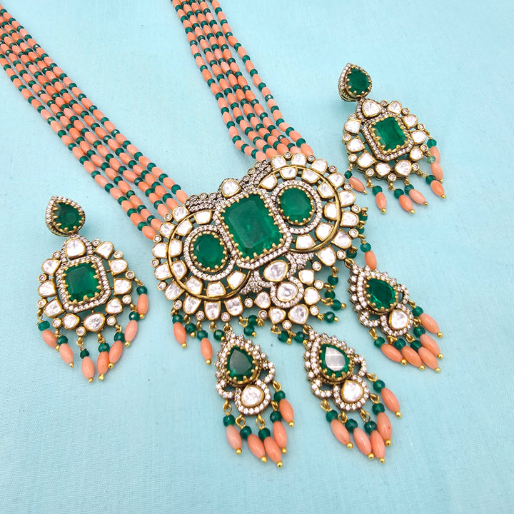 Coral moissanite necklace