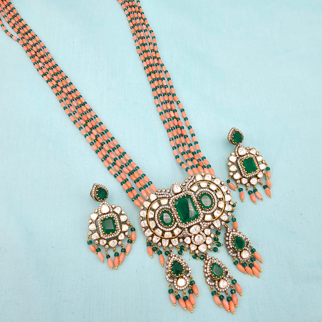 Coral moissanite necklace