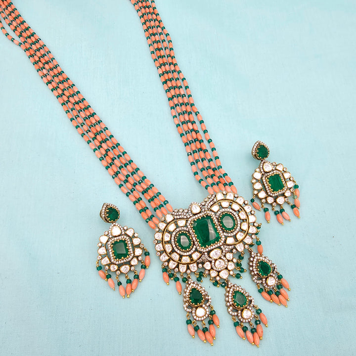 Coral moissanite necklace