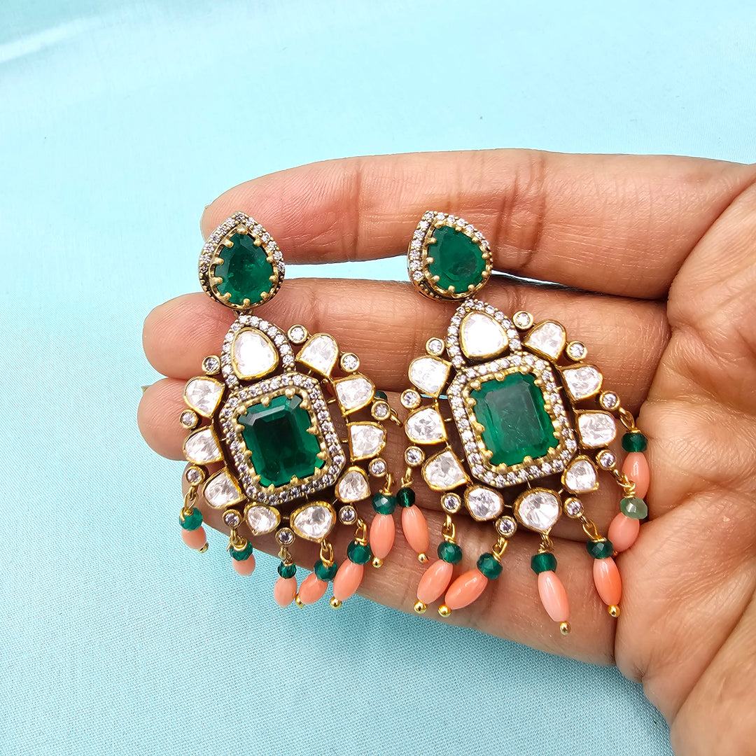 Coral moissanite necklace