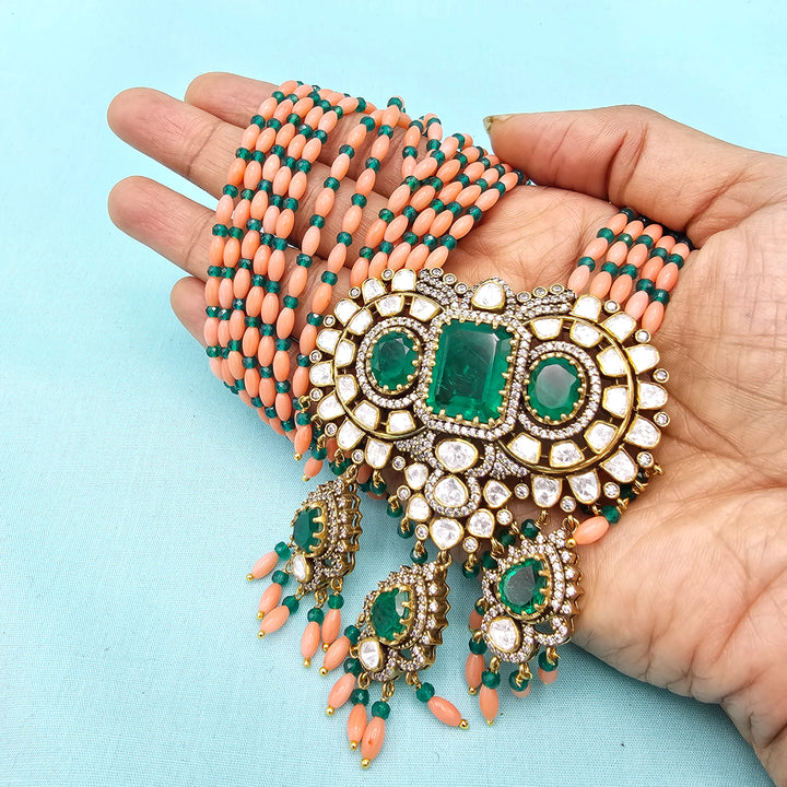 Coral moissanite necklace