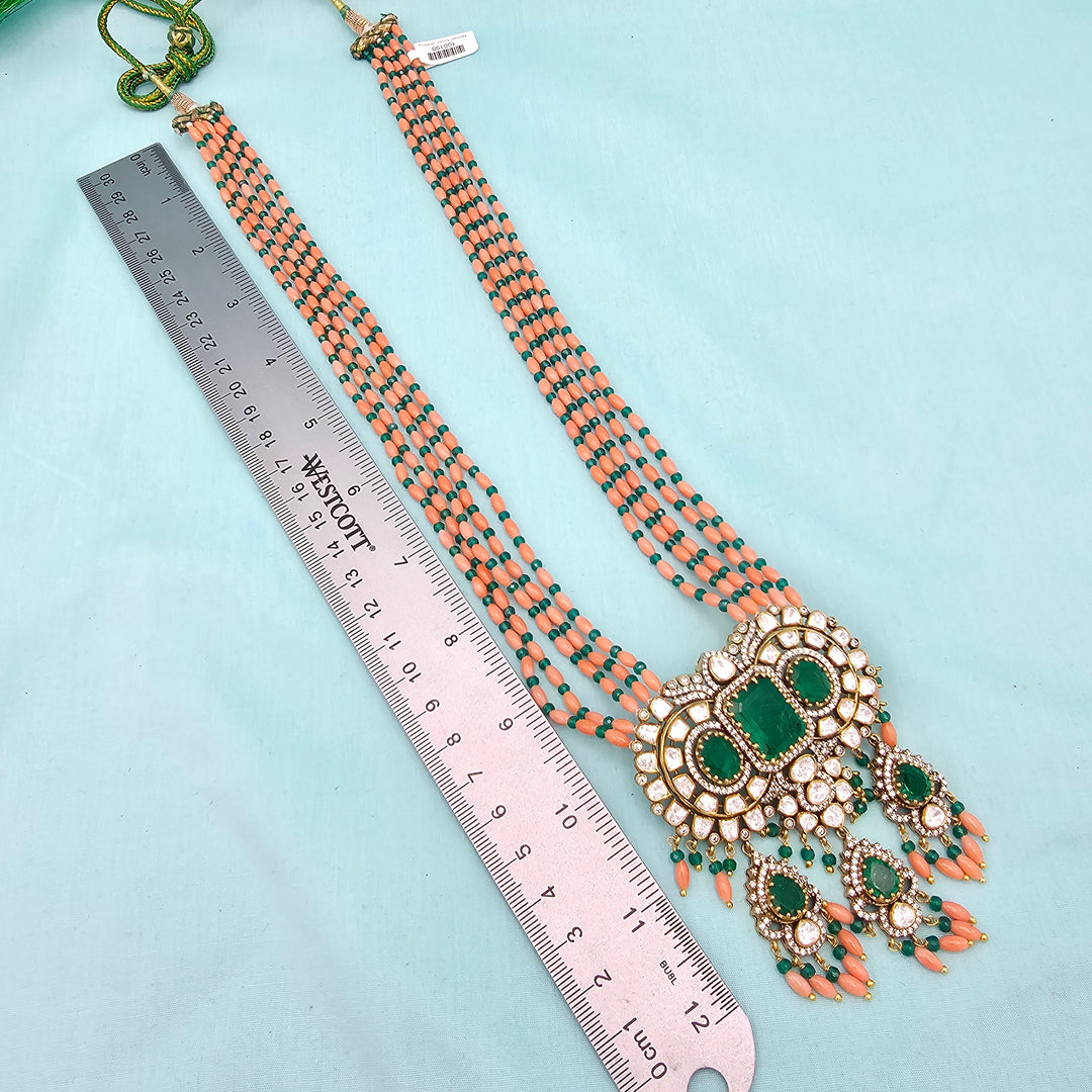 Coral moissanite necklace