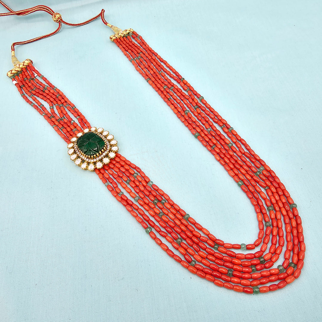 Coral Moissanite necklace