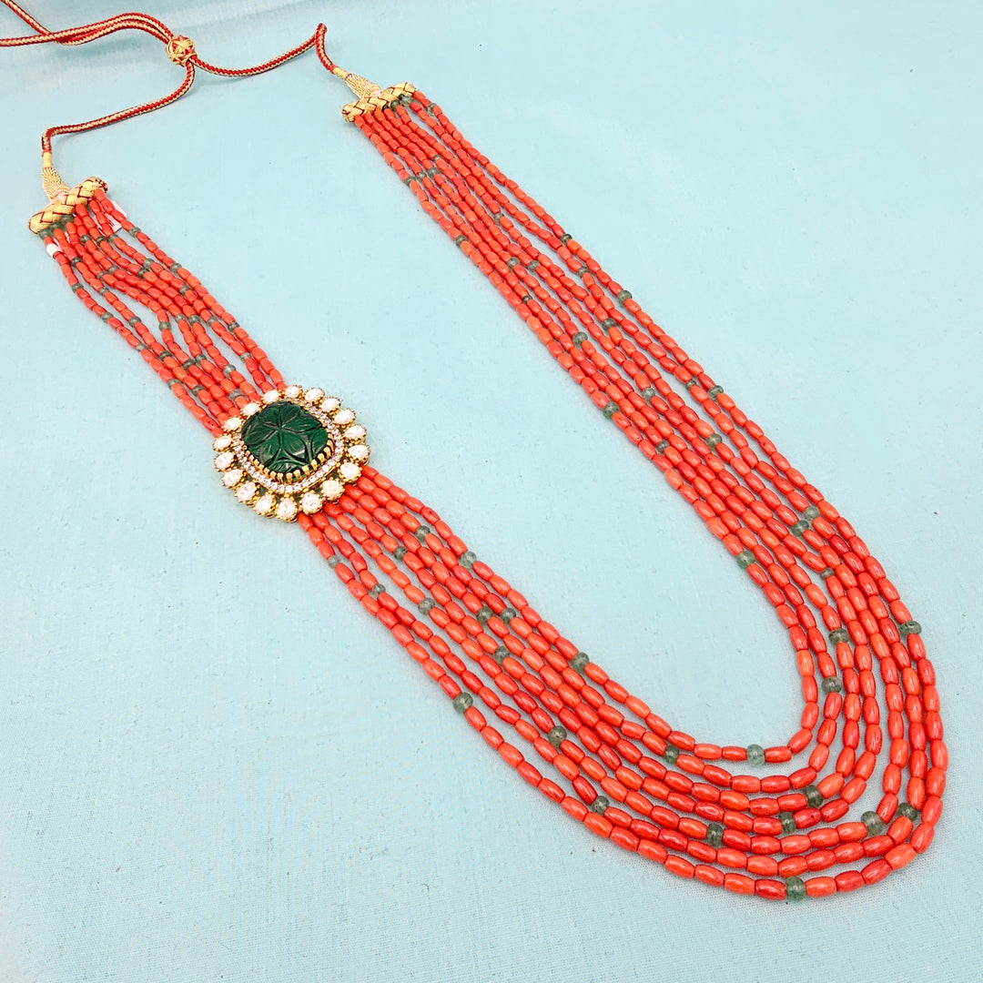 Coral Moissanite necklace