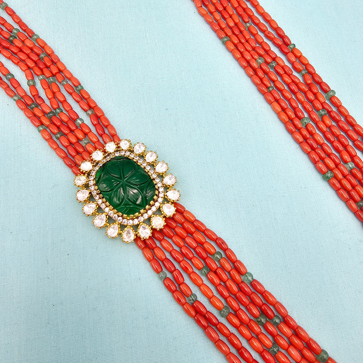 Coral Moissanite necklace