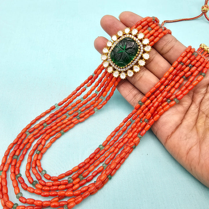 Coral Moissanite necklace