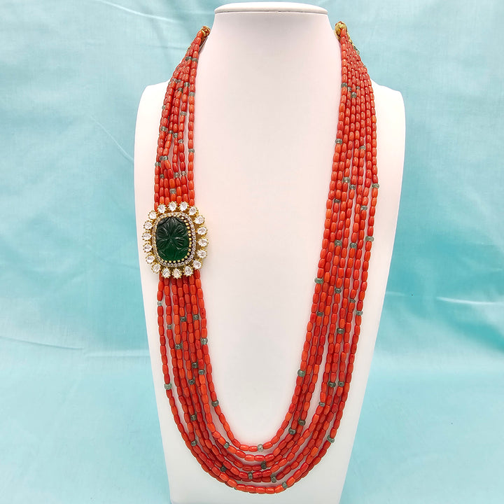 Coral Moissanite necklace