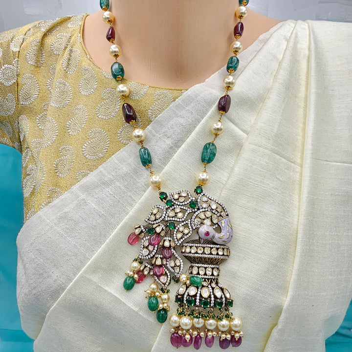 3D Peacock Victorian necklace