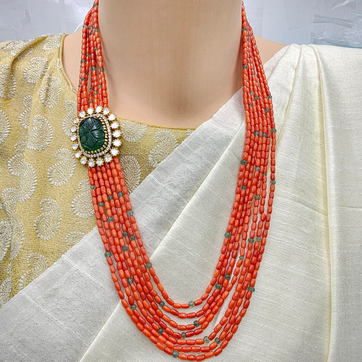 Coral Moissanite necklace