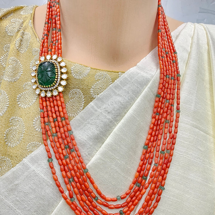 Coral Moissanite necklace