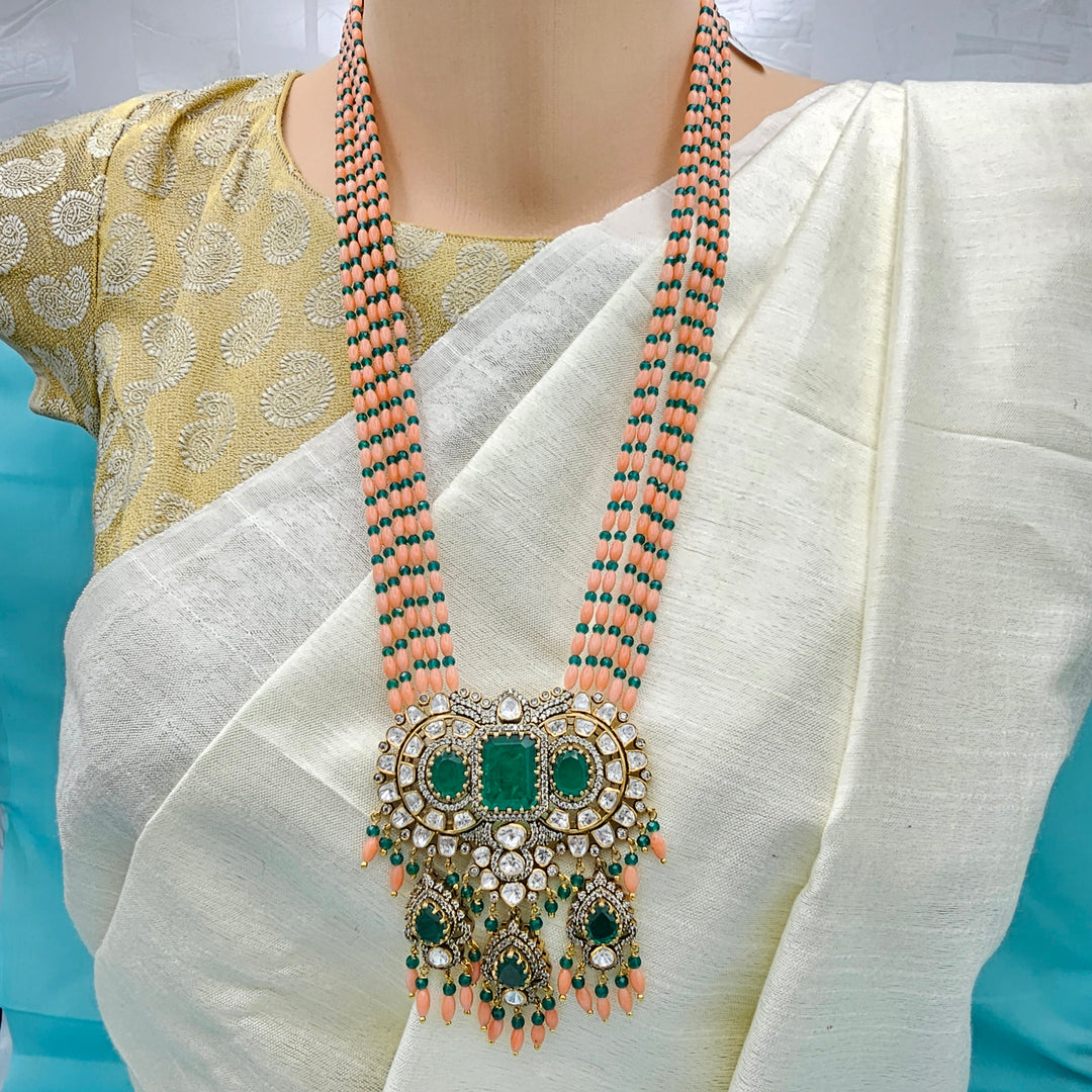 Coral moissanite necklace