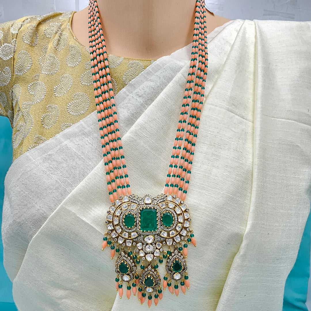 Coral moissanite necklace