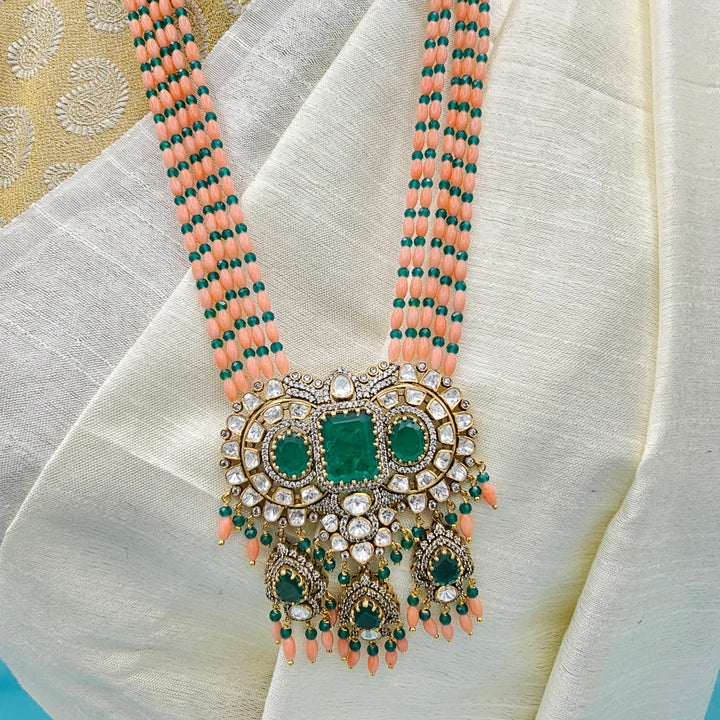 Coral moissanite necklace