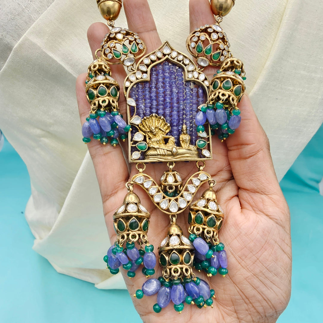 Tanzanite moissanite necklace set