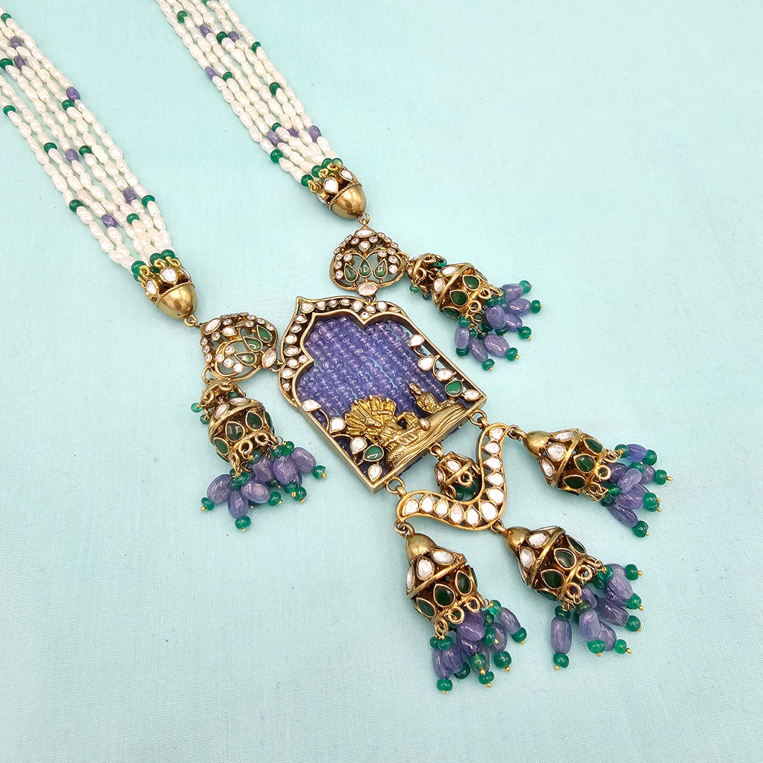 Tanzanite moissanite necklace set