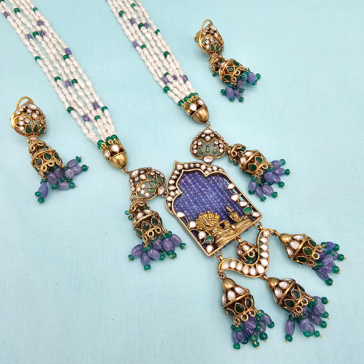 Tanzanite moissanite necklace set