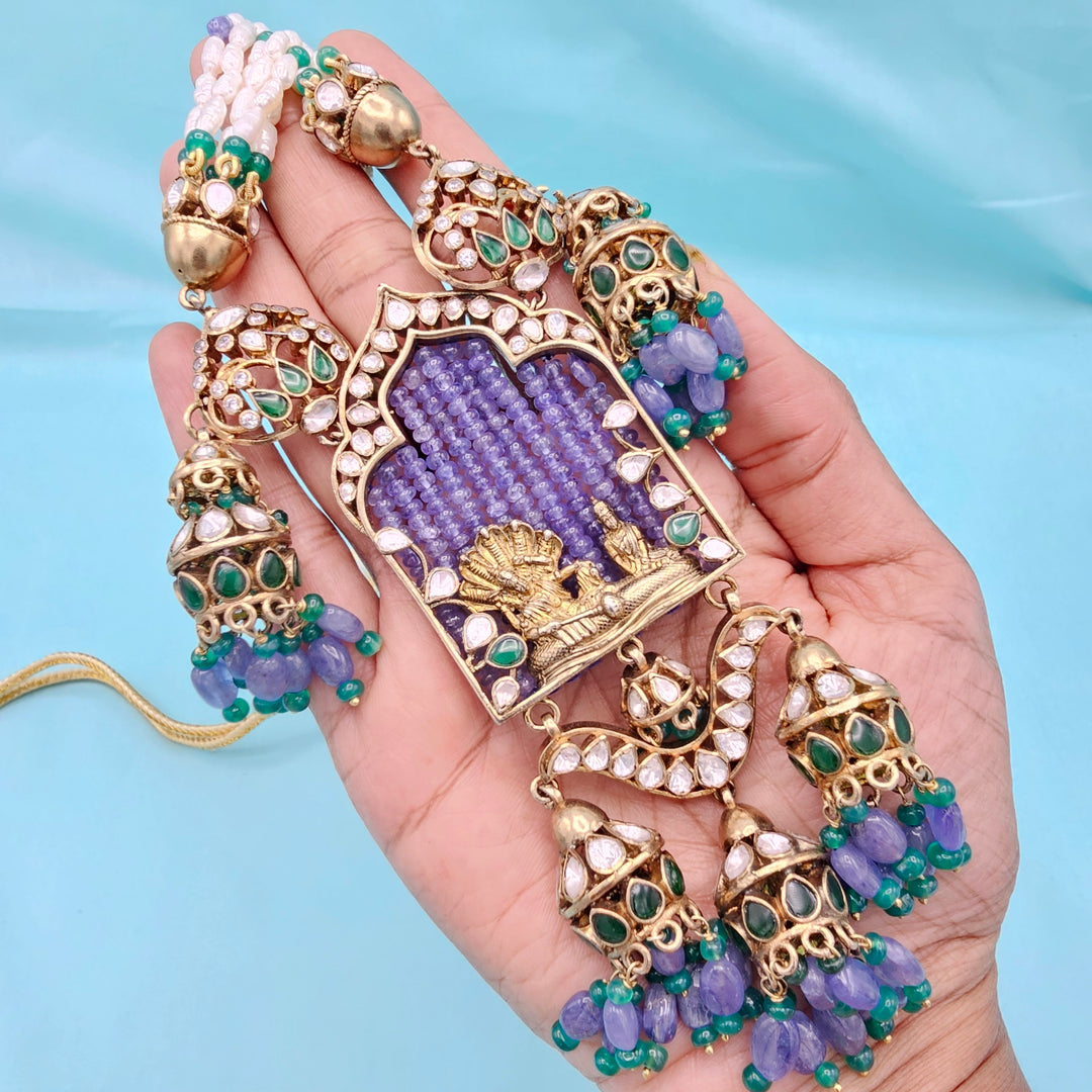 Tanzanite moissanite necklace set