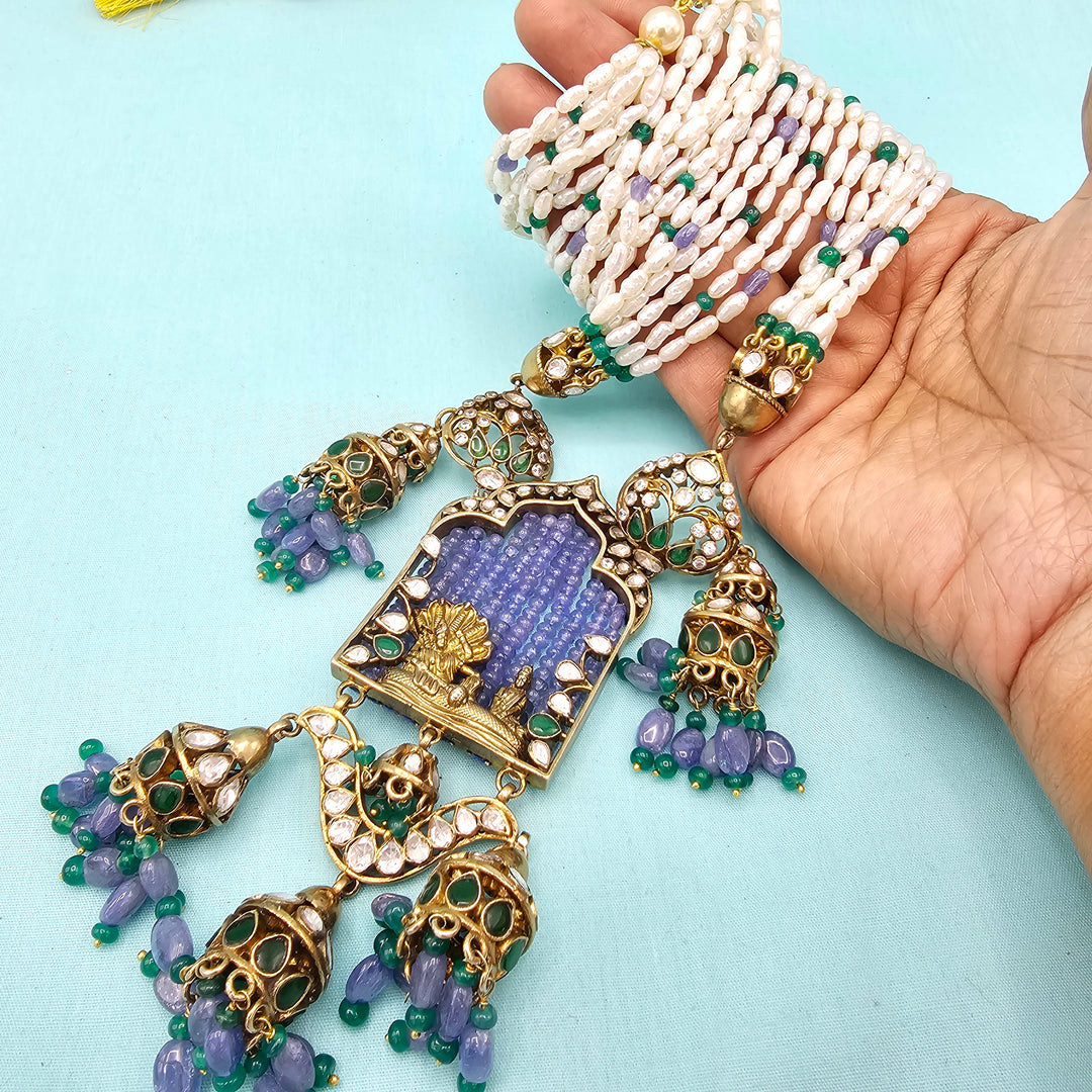 Tanzanite moissanite necklace set