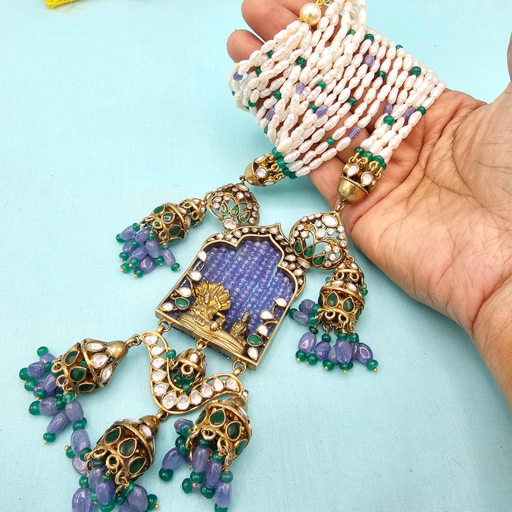 Tanzanite moissanite necklace set