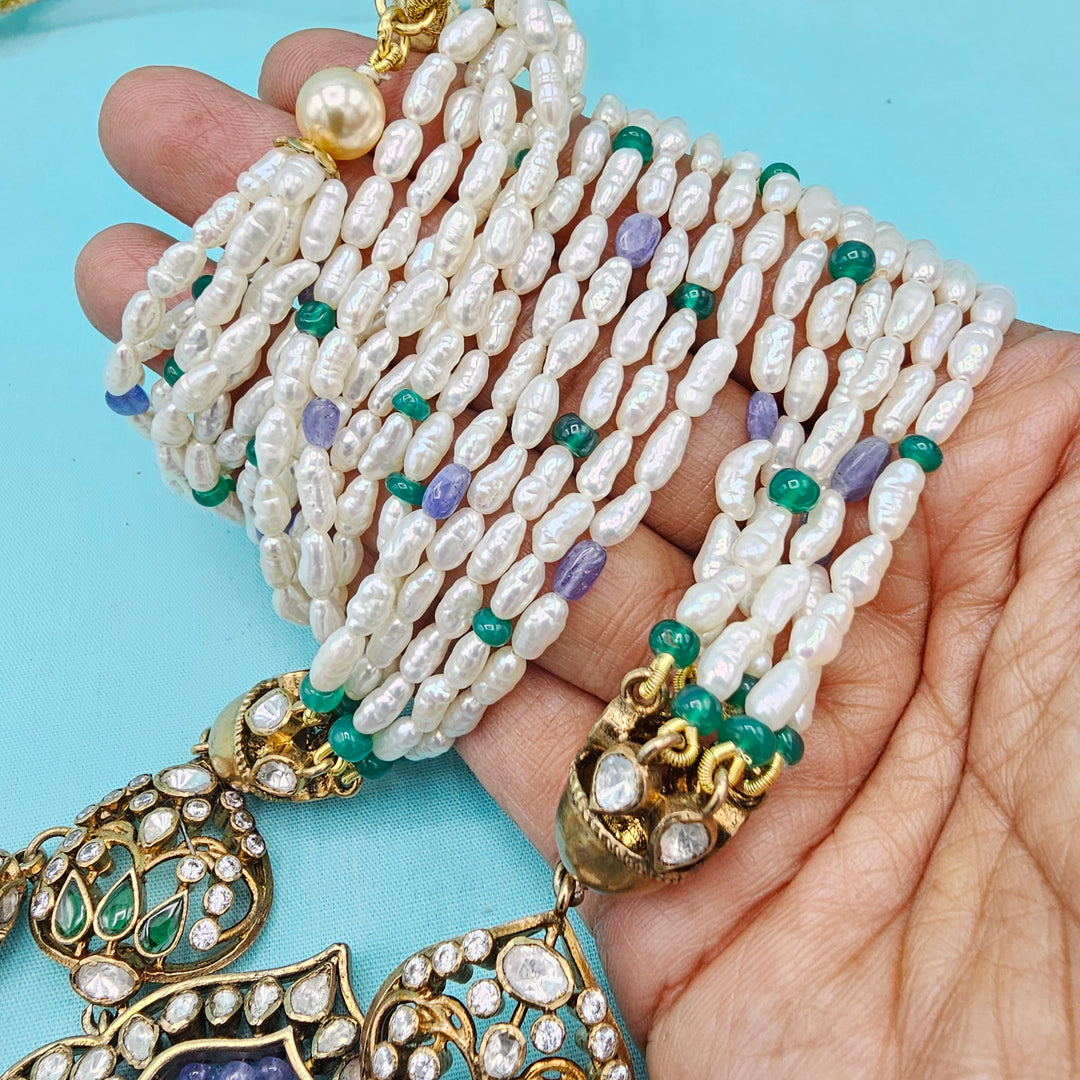 Tanzanite moissanite necklace set