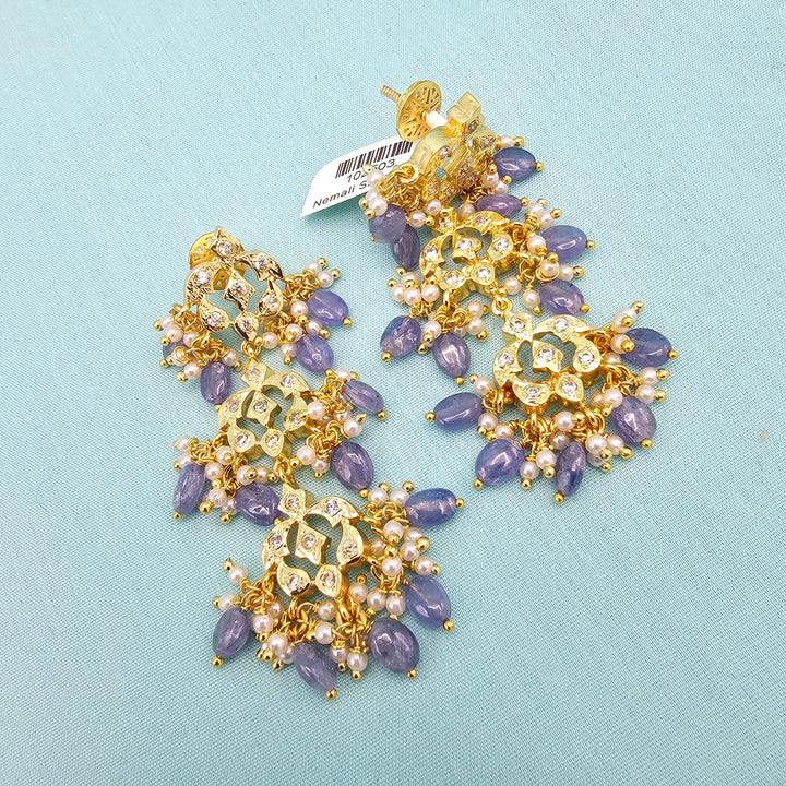 Silver CZ Tanzanite Earrings