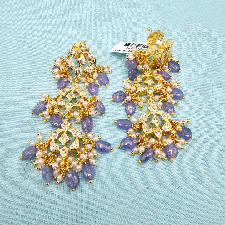 Silver CZ Tanzanite Earrings