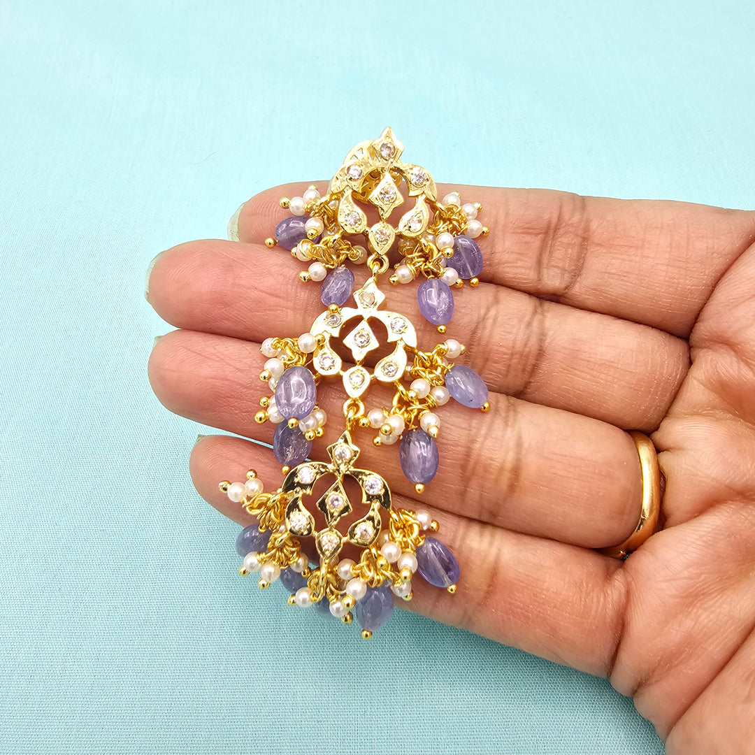 Silver CZ Tanzanite Earrings