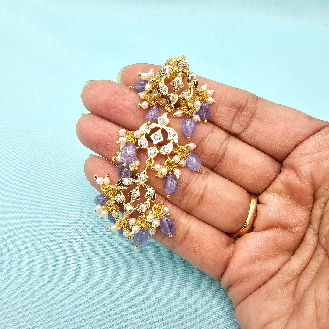 Silver CZ Tanzanite Earrings
