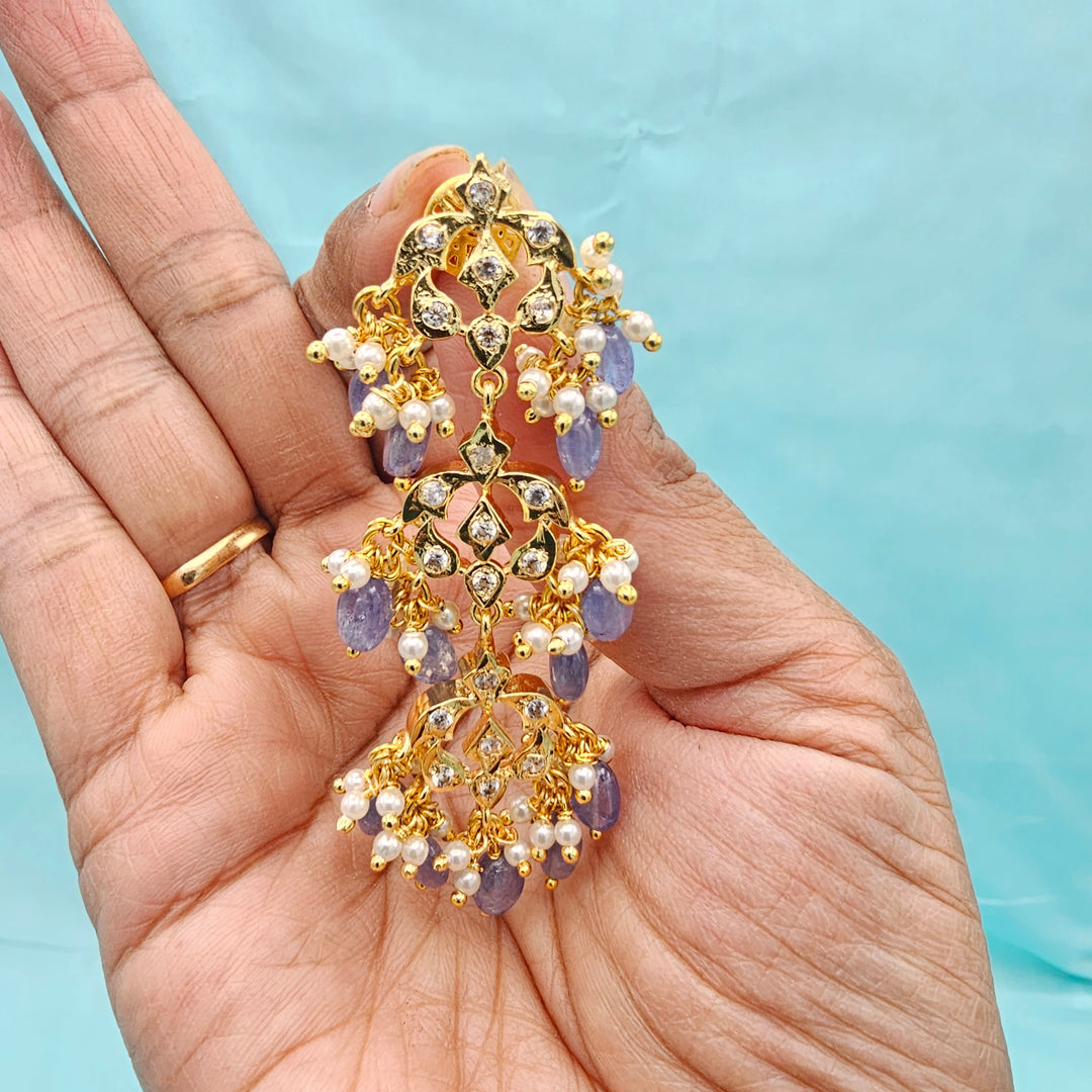 Silver CZ Tanzanite Earrings
