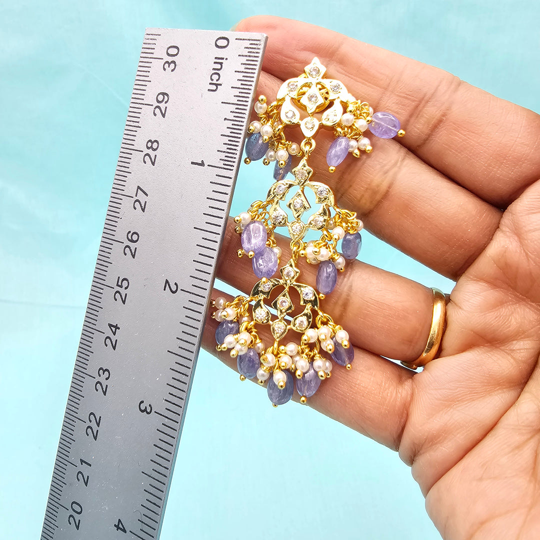 Silver CZ Tanzanite Earrings