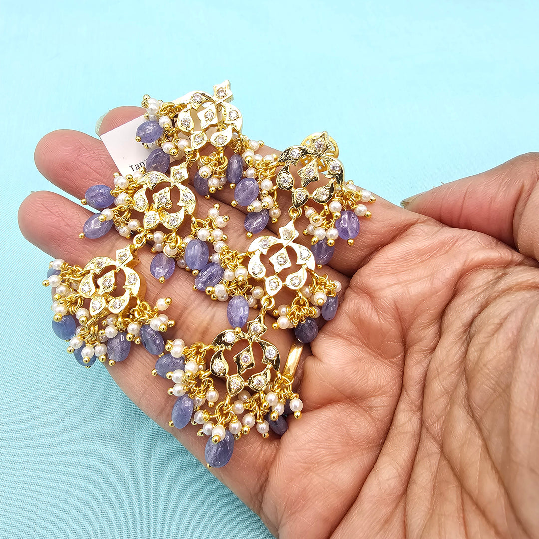 Silver CZ Tanzanite Earrings