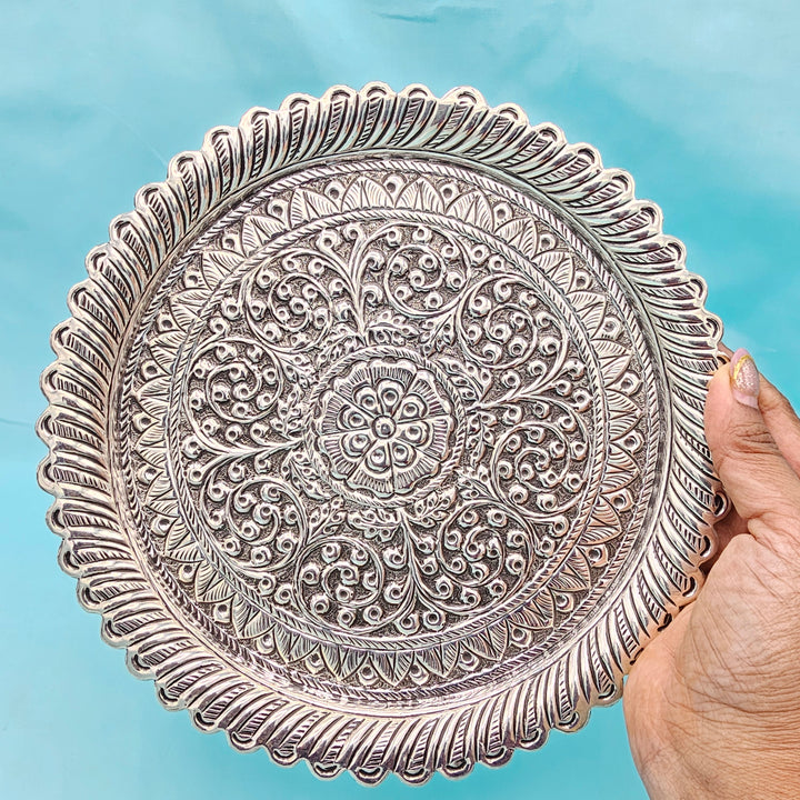 9" Silver Pooja Thali