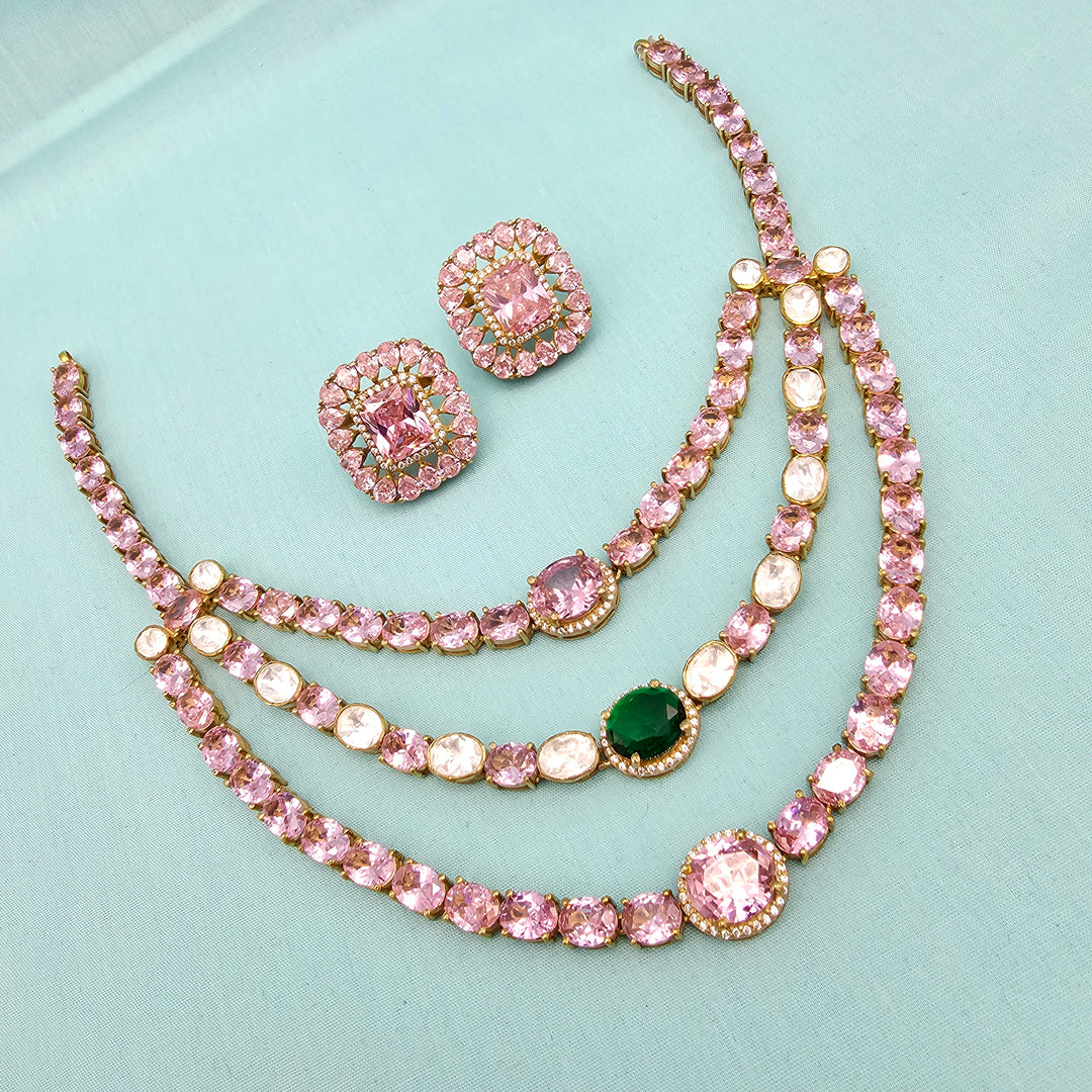 Pink Sapphire moissanite set
