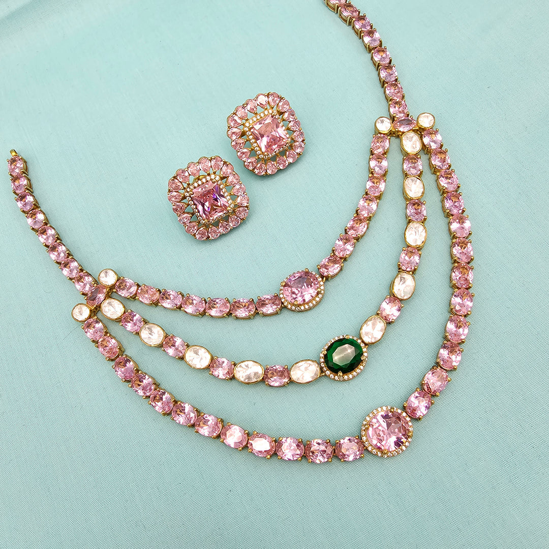 Pink Sapphire moissanite set