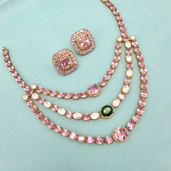 Pink Sapphire moissanite set