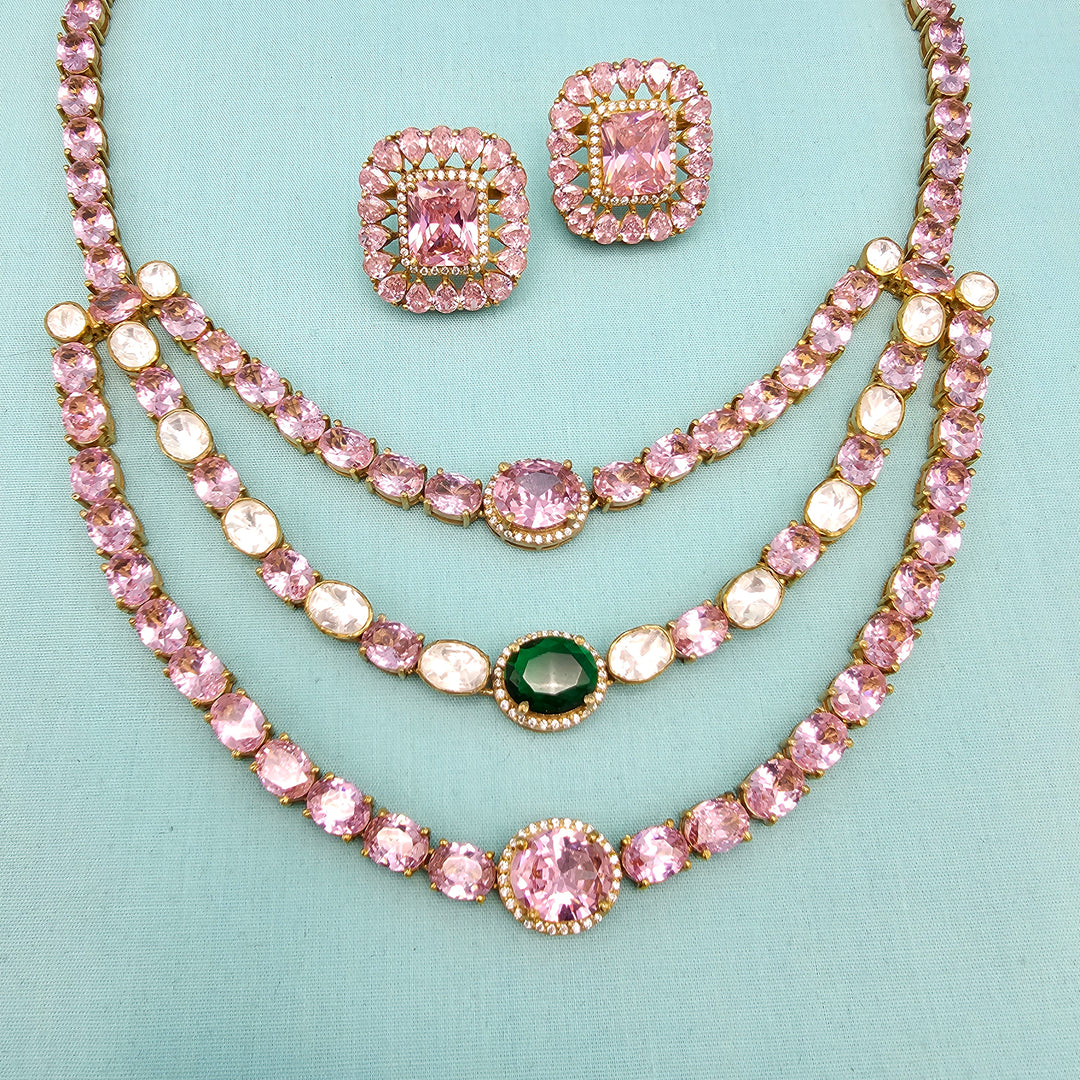 Pink Sapphire moissanite set