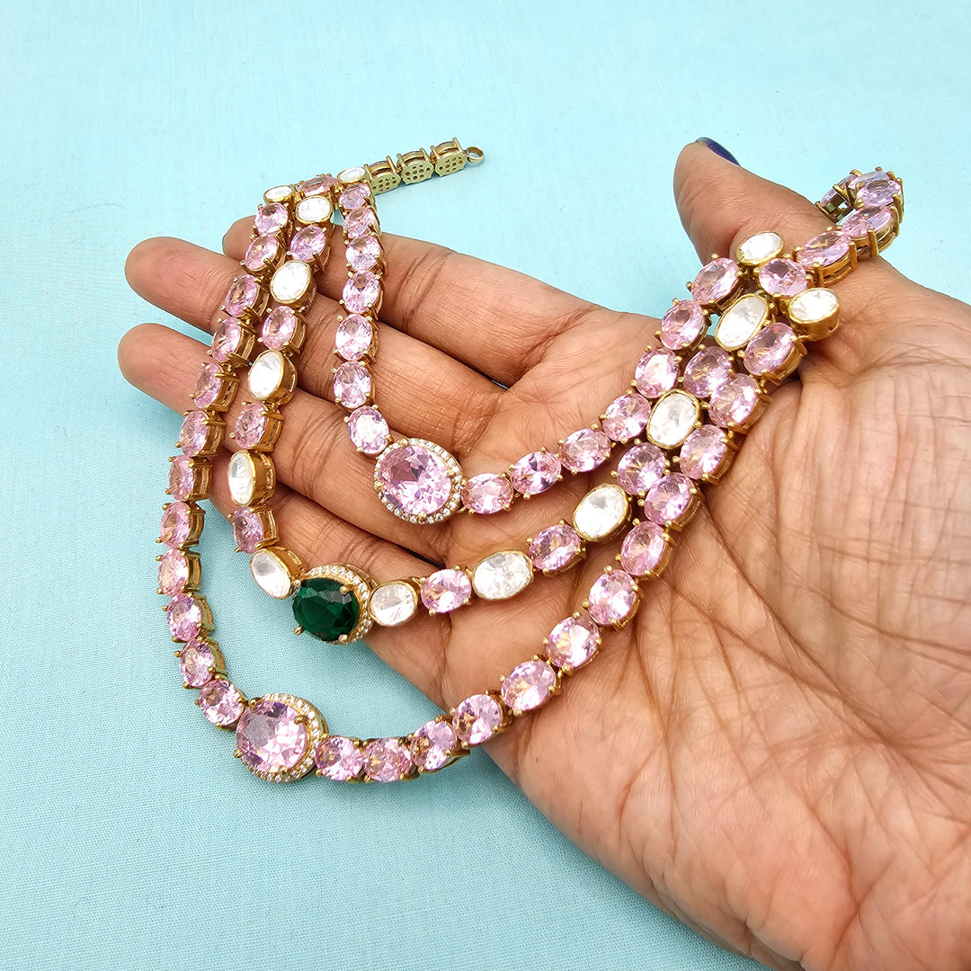 Pink Sapphire moissanite set