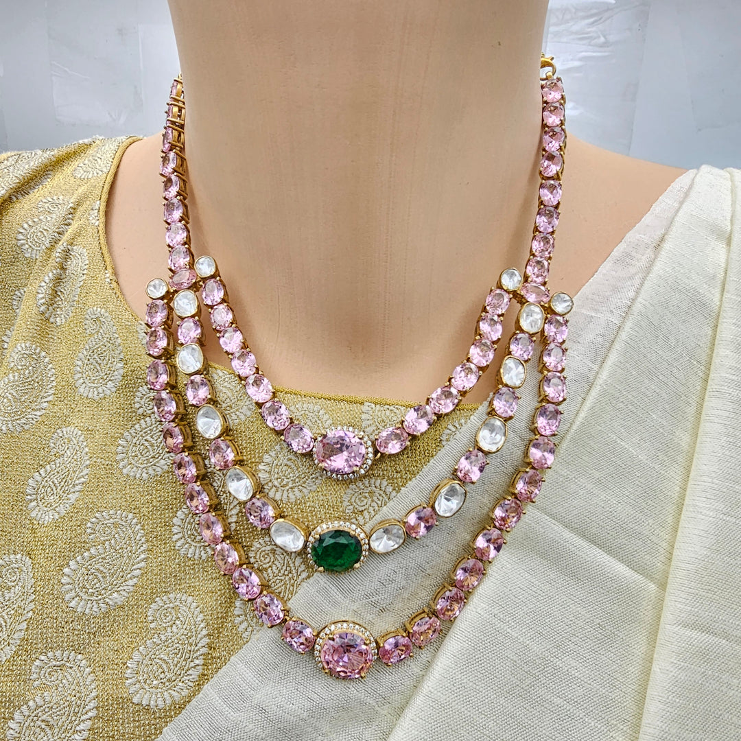 Pink Sapphire moissanite set