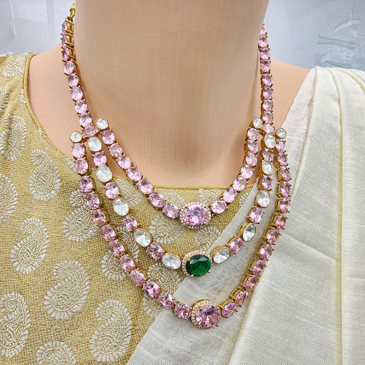 Pink Sapphire moissanite set