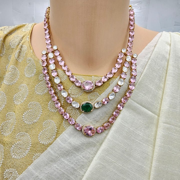 Pink Sapphire moissanite set