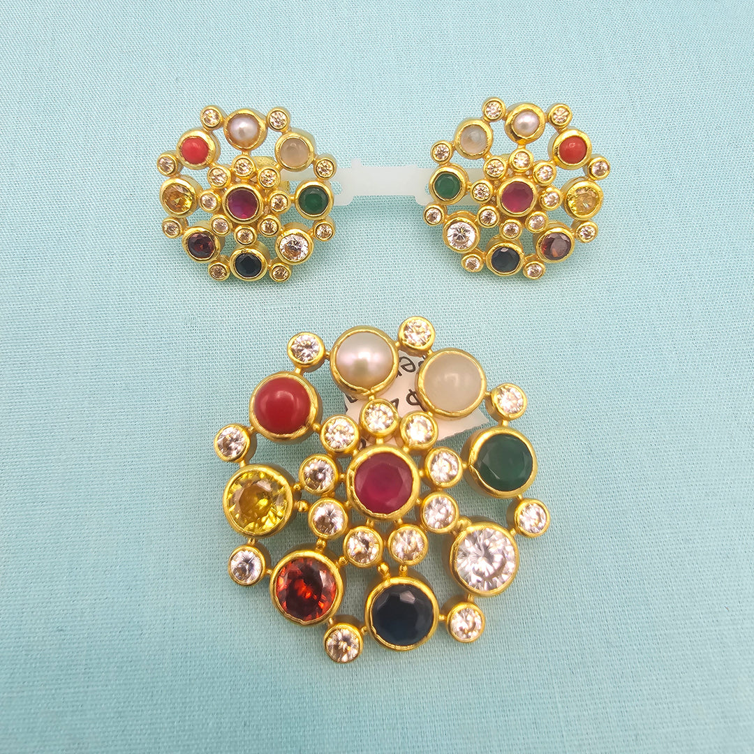 Navratna CZ Pendant set